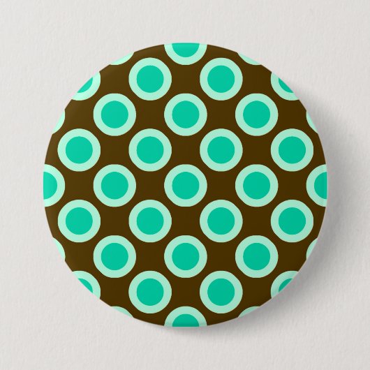 Runde Punkte, braun und türkis Button (Vorderseite)
