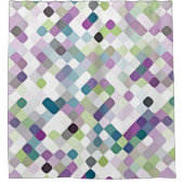 Runde Quadrate Lila Limette Runde Runden Quadrate  Duschvorhang (Vorderseite)