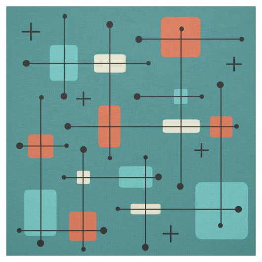 Runde Rechtecke Quadrate Aquamarin Stoff (Muster)