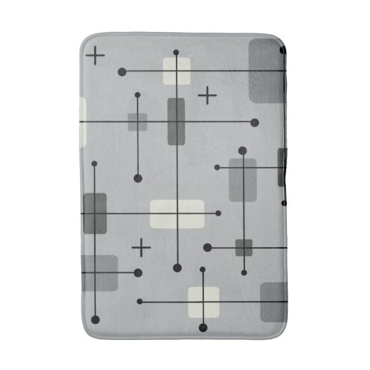 Runde Rechtecke Quadrate Grau Badematte (Vorderseite Vertikal)