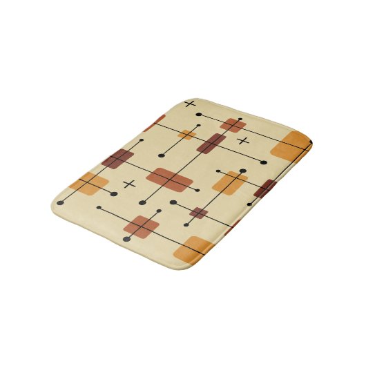 Runde Rechtecke Quadrate Orange Badematte (Schrägansicht)