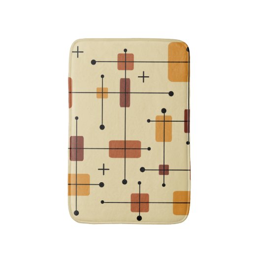 Runde Rechtecke Quadrate Orange Badematte (Vorderseite Vertikal)