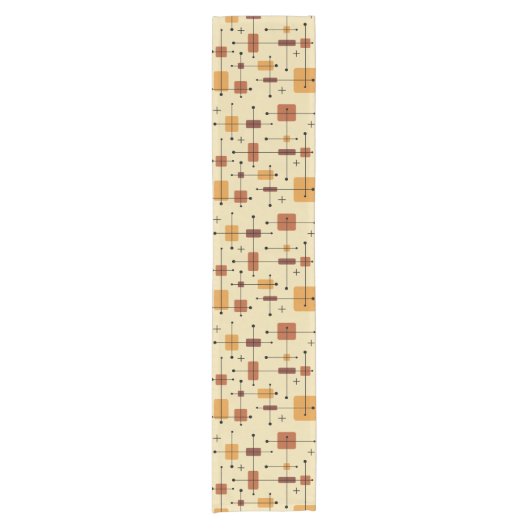 Runde Rechtecke Quadrate Orange Kurzer Tischläufer (Vorderseite)