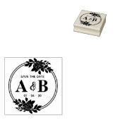 Runde Rose Vintag Monogramm Save the Date Gummistempel (Stempel)