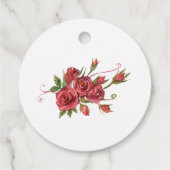 *~* Runde Rote Rose Blumenkohl Blume Vielen Dank f Geschenkanhänger (Rückseite)