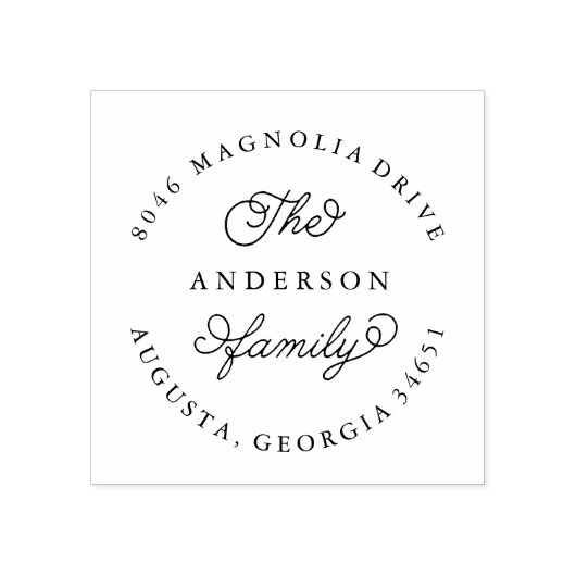 Runde Rücksendeadresse Briefmarke für neue Familie Gummistempel (Prägung)