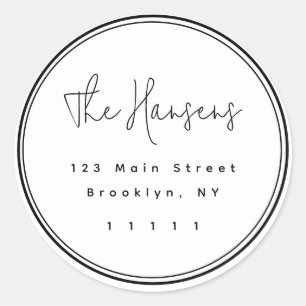 Runde Rücksendeadresse für moderne Skriptrahmen Runder Aufkleber