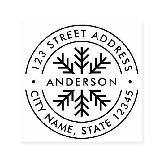 Runde Rücksendeadresse für Schneeflocken Permastempel (Design)
