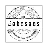 Runde Rücksendeadresse für Vintage Blumenfamilien Gummistempel (Prägung)