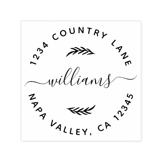 Runde Rücksendeadresse mit benutzerdefinierten Fam Permastempel (Design)