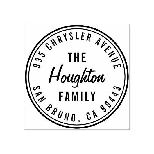 Runde Rücksendeadresse moderner Skriptfamilie Gummistempel (Prägung)