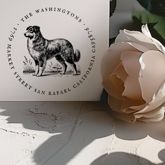 Runde Rücksendeadresse Vintager Hunde Gummistempel
