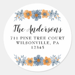 Runde Rücksendeadressen-Aufkleber mit blauer und o Runder Aufkleber