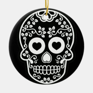 Runde Rund um den Saumsaft aus schwarzem und weiße Keramik Ornament