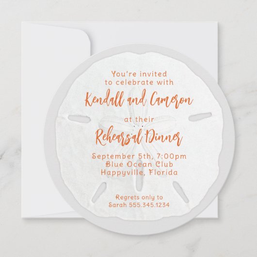 Runde Sand Dollar Probe Einladung (Vorderseite)