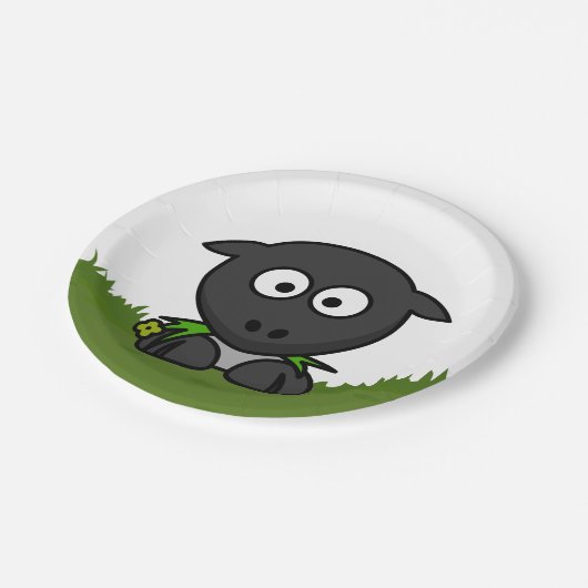 Runde Schafe Pappteller (Schrägansicht)