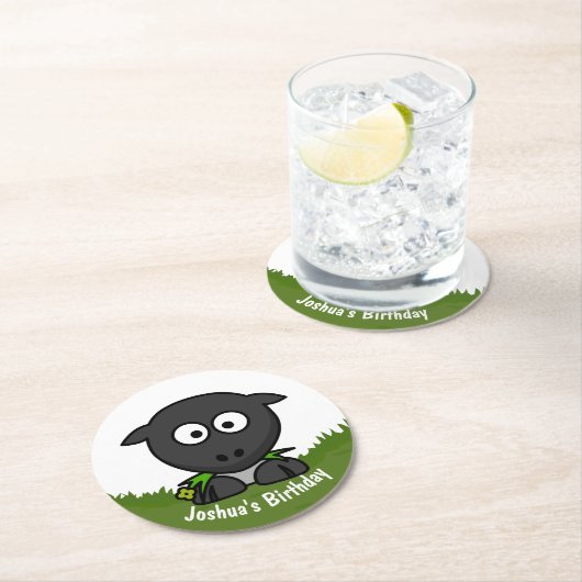 Runde Schafe Runder Pappuntersetzer (Vor Ort)