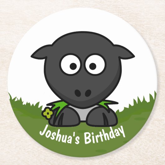 Runde Schafe Runder Pappuntersetzer (Vorderseite)