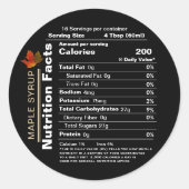 Runde schwarze Ahornsirup Nährstoffe Fakten mit Le Runder Aufkleber (Vorderseite)