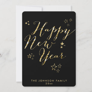 Runde Schwarze Glückskarte Neujahr Karten Goldene 