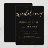 Runde Schwarze Hochzeit Einladungen mit Goldenen F (Vorne/Hinten)