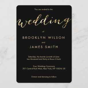 Runde Schwarze Hochzeit Einladungen mit Goldenen F