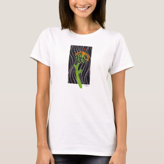 runde schwarze mit BlumenBlume T-Shirt (Vorderseite)