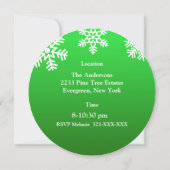 Runde Skandinavienschneeflocke auf grüne Einladung (Rückseite)