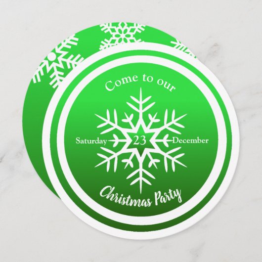 Runde Skandinavienschneeflocke auf grüne Einladung (Vorne/Hinten)