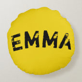 Runde Skribbles Gelb und Schwarz Rundes Kissen (Rückseite)