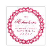 Runde Spitzen-Border-Nachname-Script-Rücksendeadre Permastempel (Design)