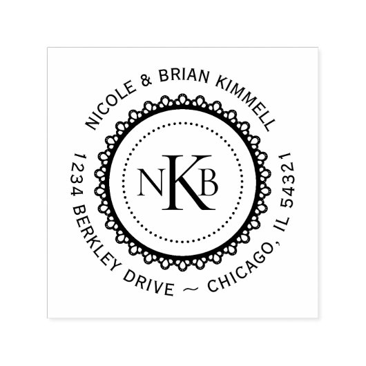 Runde Spitzen-Initialen Monogramm Erstellen Sie Ih Permastempel (Design)