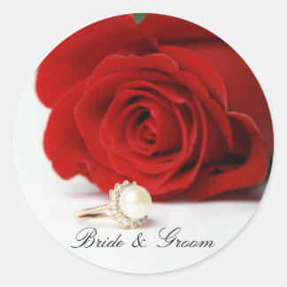 Runde Sticker mit rote Rose
