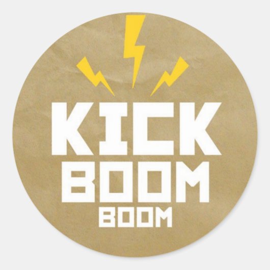 Runde Stickers Kick Boom Boom (Vorderseite)