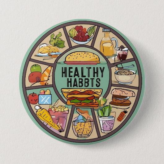 "Runde Strahlung: Verfolgen gesunder Lebensgewohnh Button (Vorderseite)