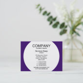 Runde Tafel - Weiß mit dunkel Lila Visitenkarte (Stehend Vorderseite)