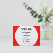 Runde Tafel - Weiß mit Rot FF000 Visitenkarte (Stehend Vorderseite)