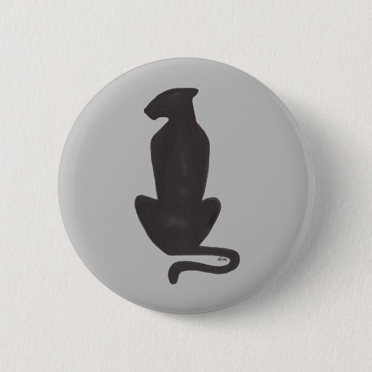 Runde Taste für die schwarze Katze Silhouette Button (Vorderseite)