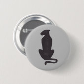 Runde Taste für die schwarze Katze Silhouette Button (Vorne & Hinten)
