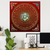 Runde Tibetan "OM" Mantra Mandala Poster (Heimbüro)