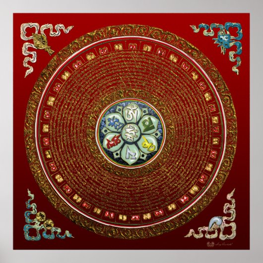 Runde Tibetan "OM" Mantra Mandala Poster (Vorne)