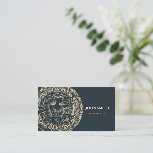 Runde Totem Lady Justiz Beruflicher Anwalt Visitenkarte (Stehend Vorderseite)