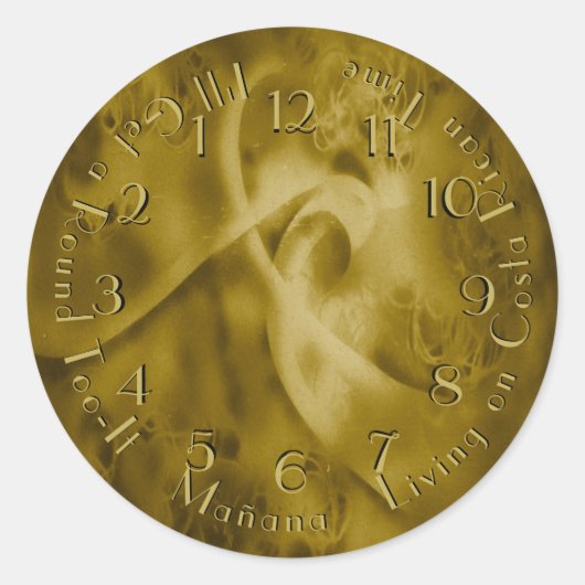 Runde Tuit Rückwärts Uhr Gold Coin Lookalik Runder Aufkleber (Vorderseite)