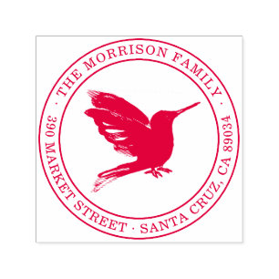 Runde Typografie-Rücksendeadresse des Kolibri-  Permastempel