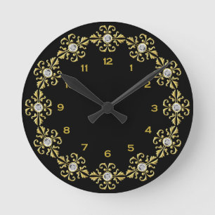 Runde Uhr für Schwarz und Gold