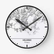 Runde Uhr Helsinki Clock City Line Art