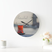 Runde Uhr. Istanbul - Türkische Teefotografie. Große Wanduhr (Zuhause)