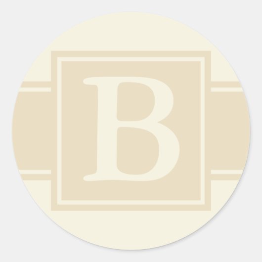 Runde Umschlag Aufkleber mit Monogram - Ecru & Cre (Vorderseite)