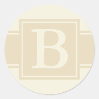 Runde Umschlag Aufkleber mit Monogram - Ecru & Cre