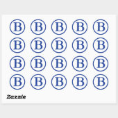 Runde Umschlag Aufkleber mit Monogram - Navy Blue (Blatt)